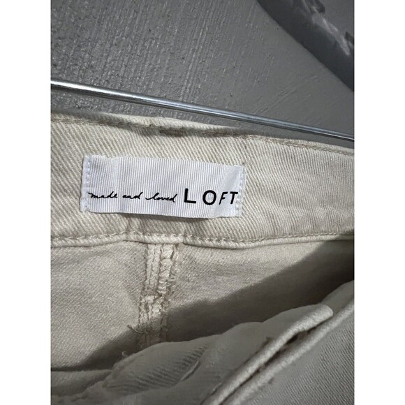 Ann Taylor Loft Sz 18/34 Cut-off Shorts Cream Denim Frayed Bottom Stretch NWT - Picture 9 of 13
